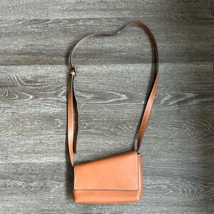 STAUD Tan Leather Crossbody Bag
